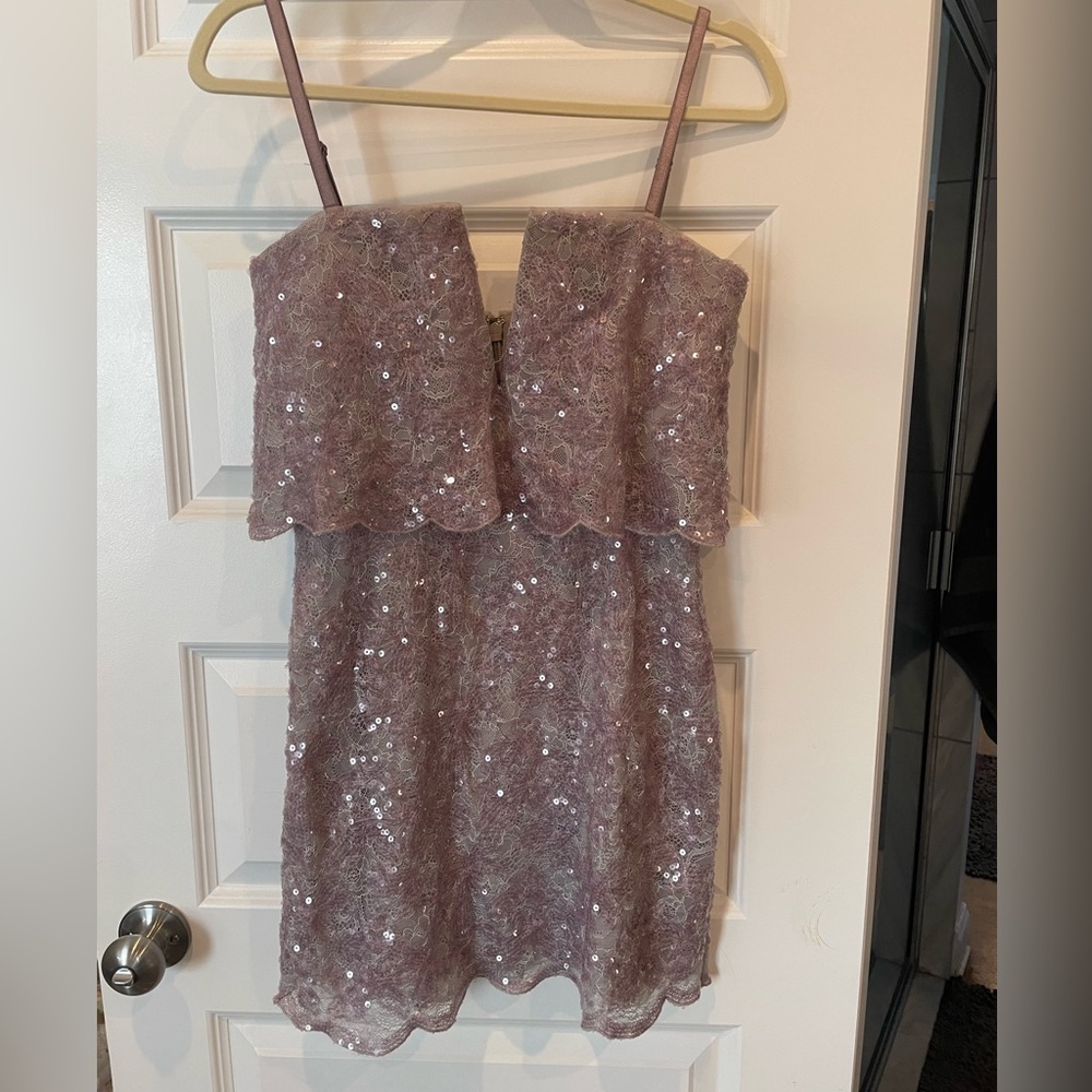 BCBG Maxazria purple sequin cocktail dress